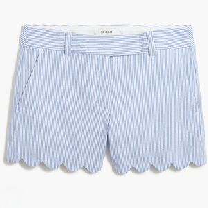 J. Crew Seersucker Scalloped Short, Blue/White - Size 8